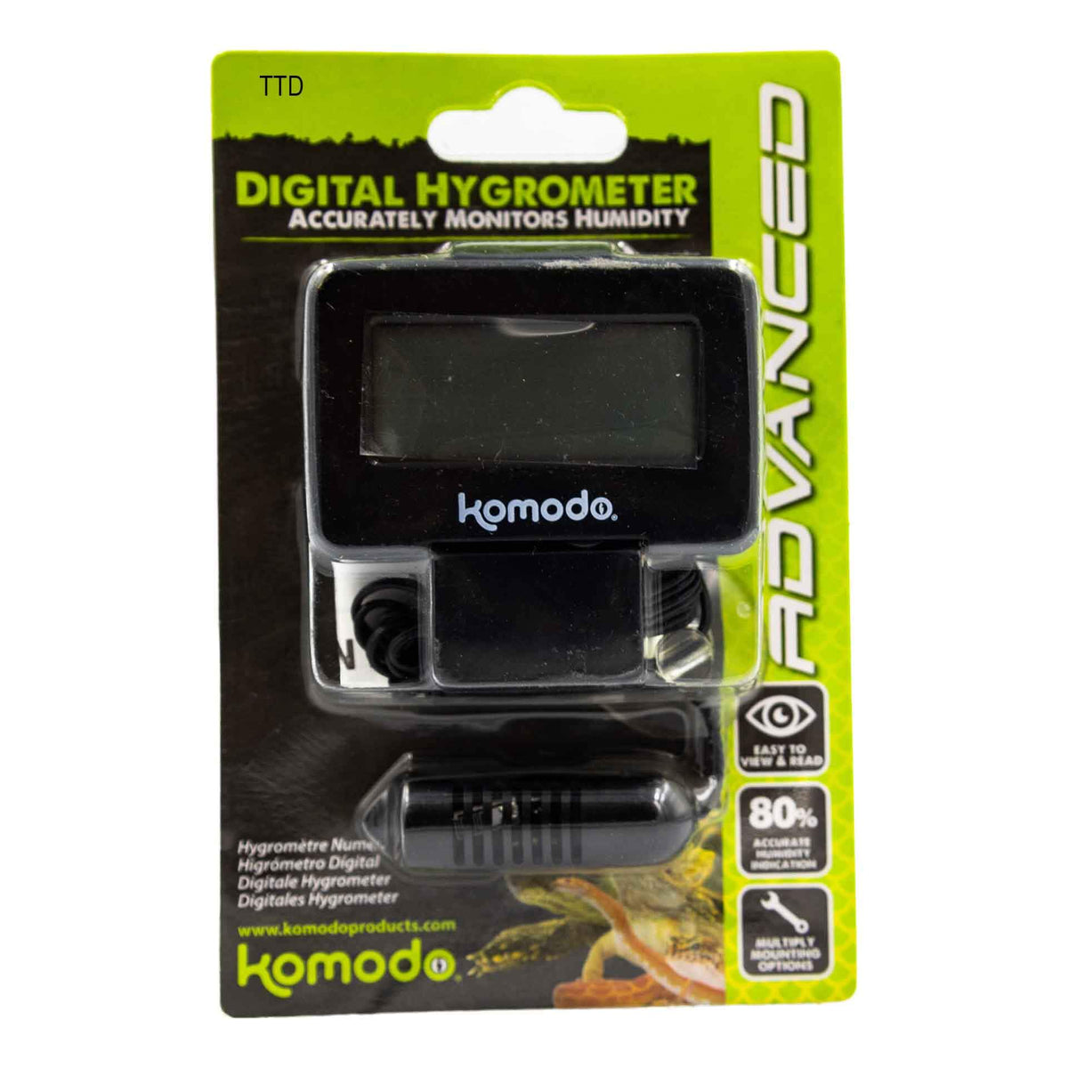 Komodo Hygrometer Digital with sensor probe to measure humidity