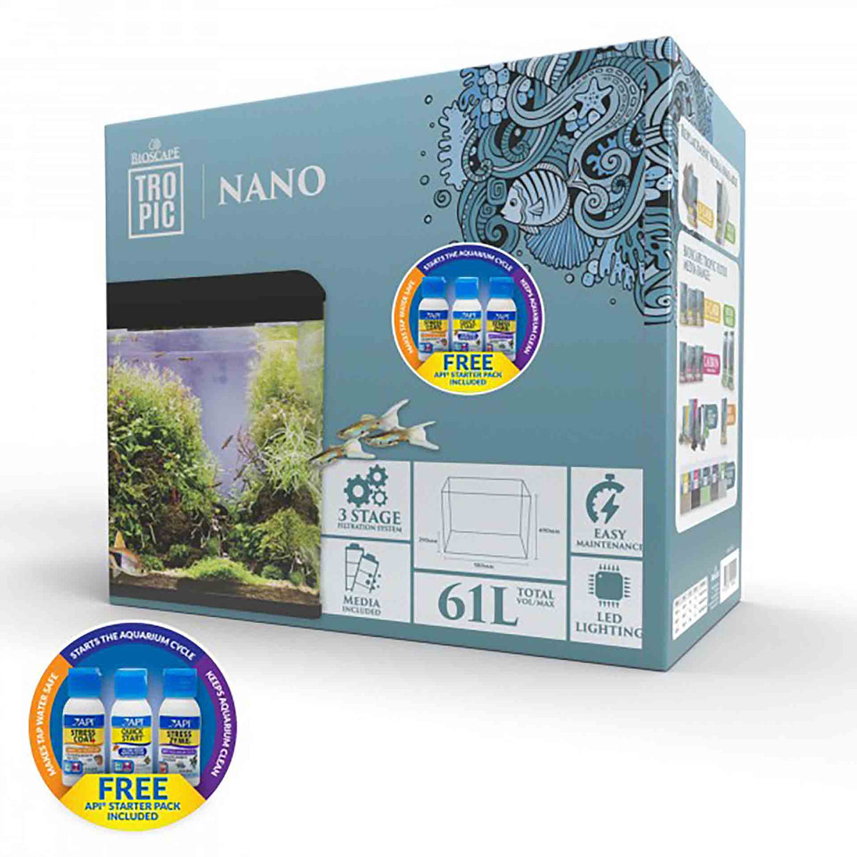 Bioscape Nano Aquarium Set Black 61L - 58 x 49 x 29cm