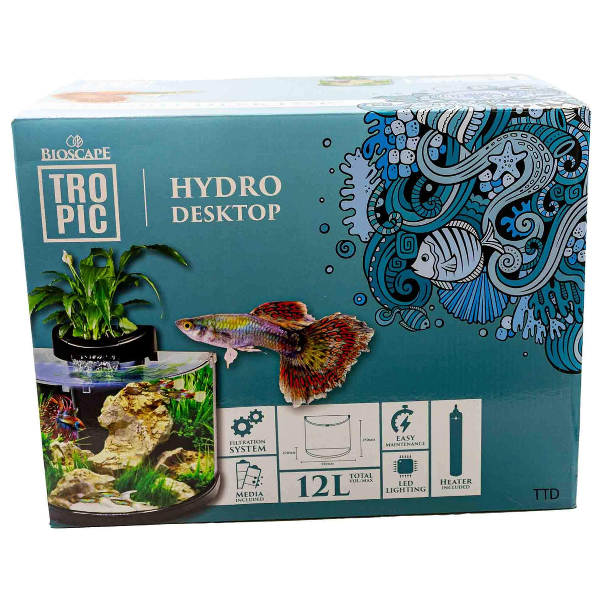 Bioscape Tropic Halfmoon 12L Hydro Desktop Aquarium Set  - Instore Pick Up Only