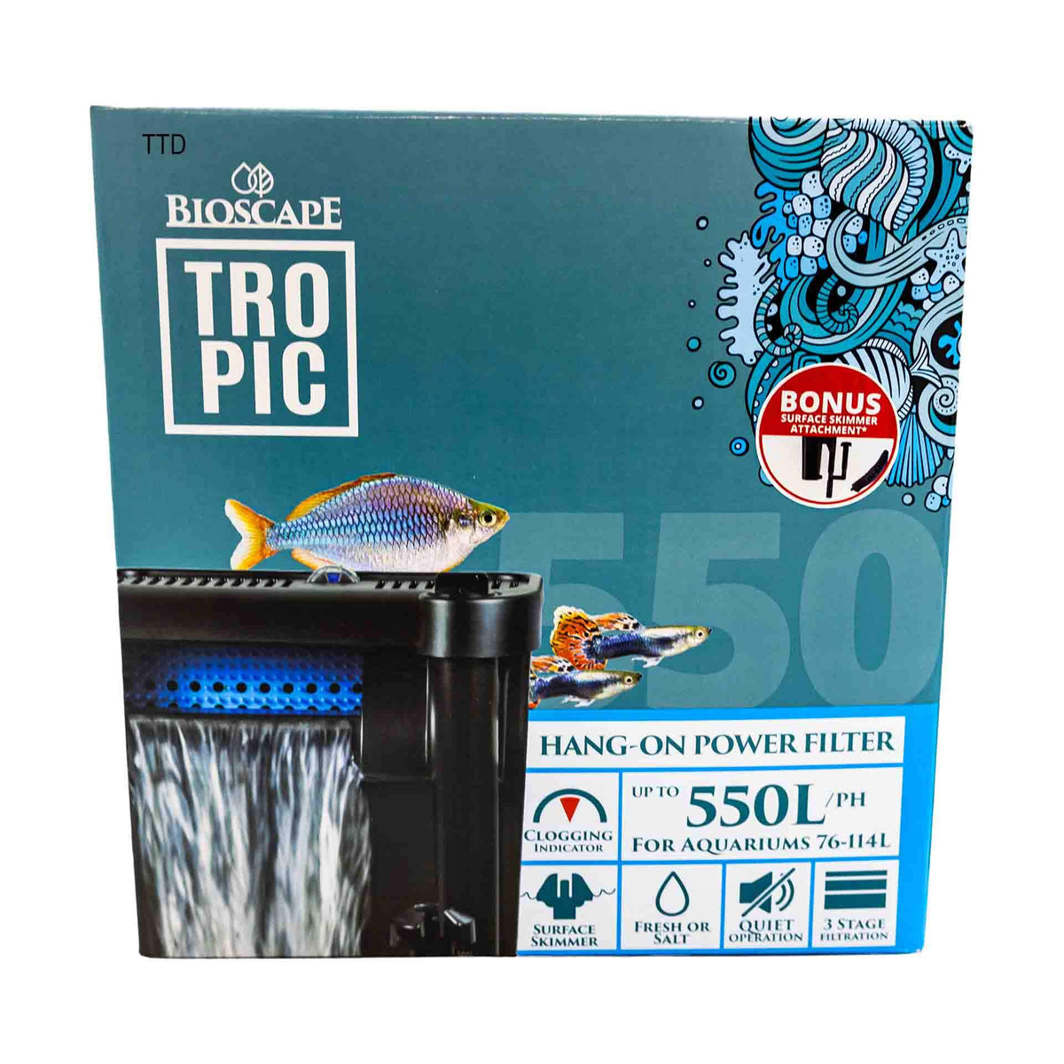 Bioscape Hang On Power Filter Medium - 550l/h