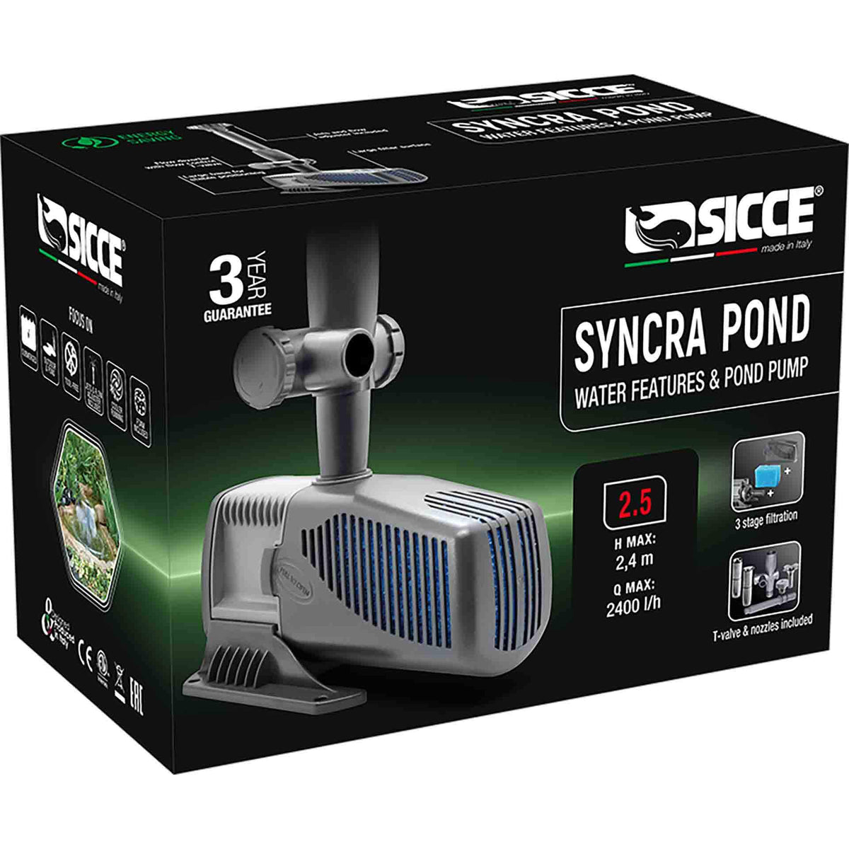 Sicce SyncraPond Fountain Pump 2.5 - 2400l/h