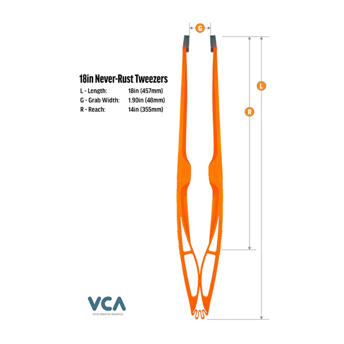 VCA XXL Never Rust Aquarium Tweezers - UV Yellow 18inch