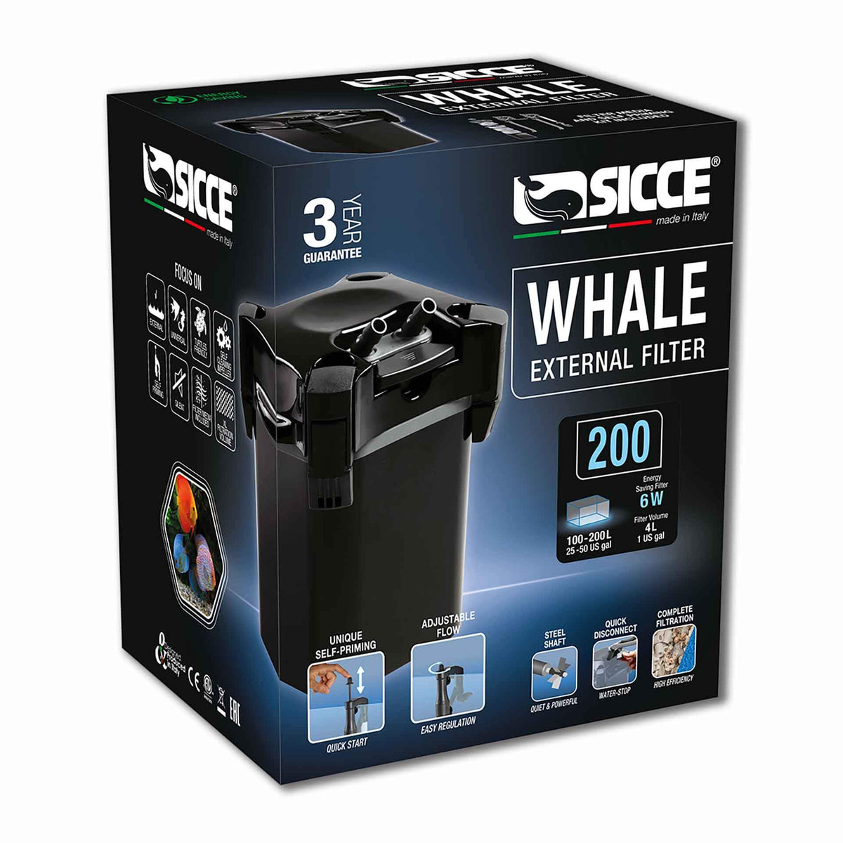 Sicce Whale 200 Canister Filter Black - 700/h