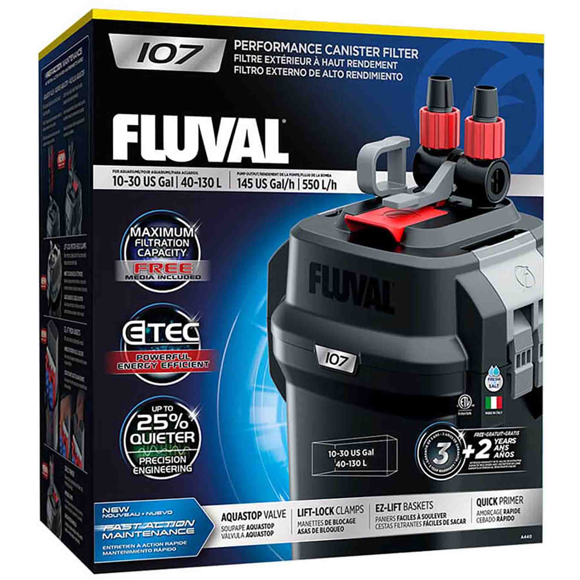 Fluval 107 Performance Canister Filter, up to 130 L Aquarium - The Tech Den